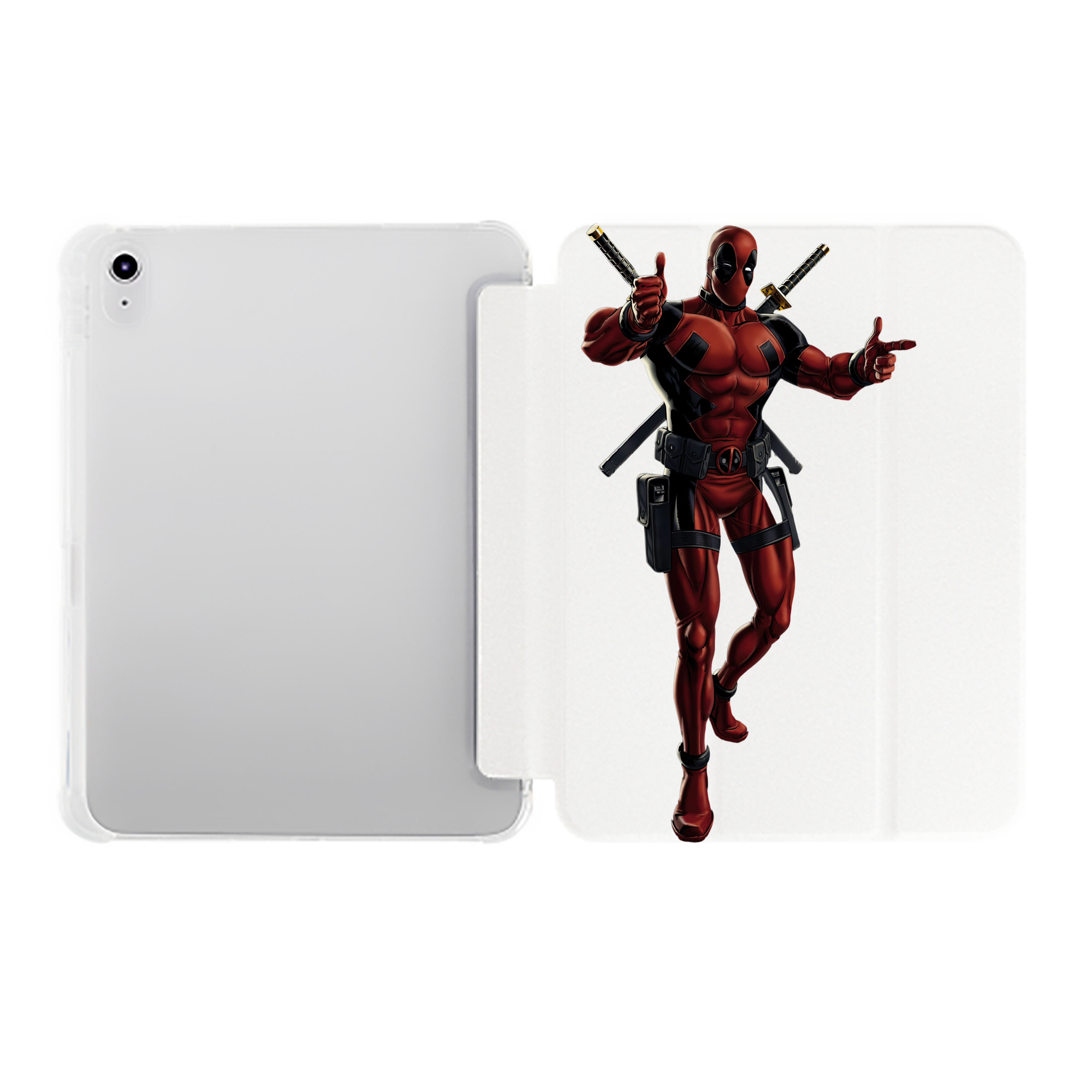 （画像用） Deadpool デッドプール IPad ケース ペン収納付き 三つ折りスタンド PUレザー×シリコン 対応機種9.5/10.5/10.9インチ